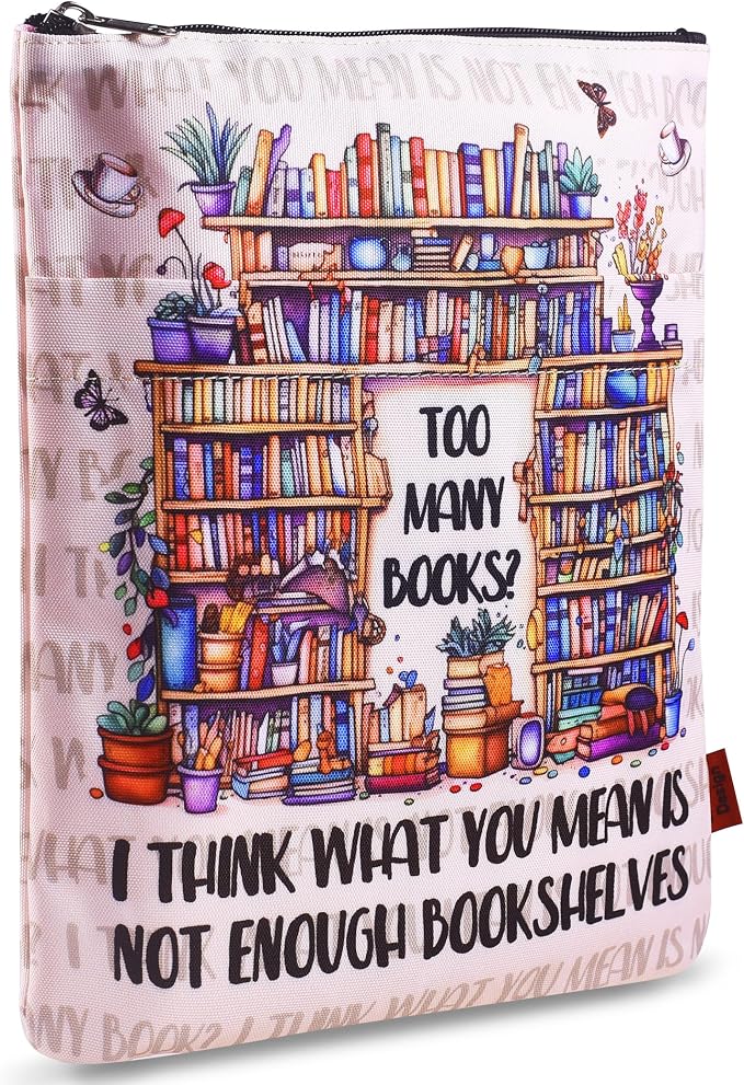 LParkin Book Lover Book Sleeve for Women, Bookworm Librarian Gift, Book Club Reading Lover Waterproof Book Cover, Funny Library Gift, Fabric Book Pouch