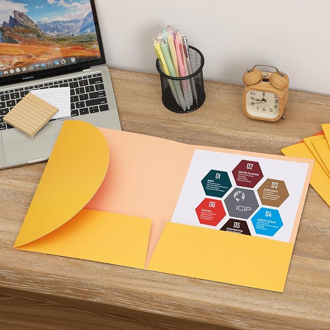 Mr. Pen Cute Multicolor Paper Folders with Pockets, 5 Pack, 2 Pocket, A4 Size, Contemporary Style