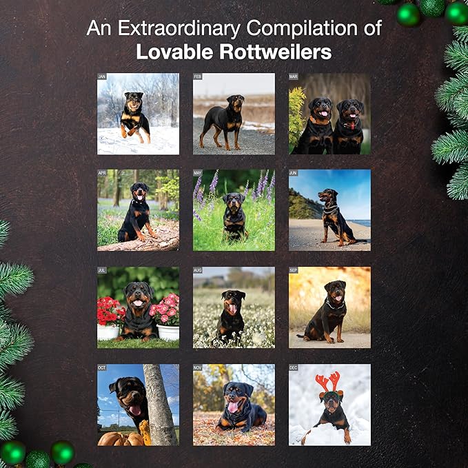 MICASA PRESS Rottweilers 2026 Wall Calendar 12 Month | 12" x 24" Open | Thick & Sturdy Paper |Giftable | Cute Puppy Dog Calendar 2026