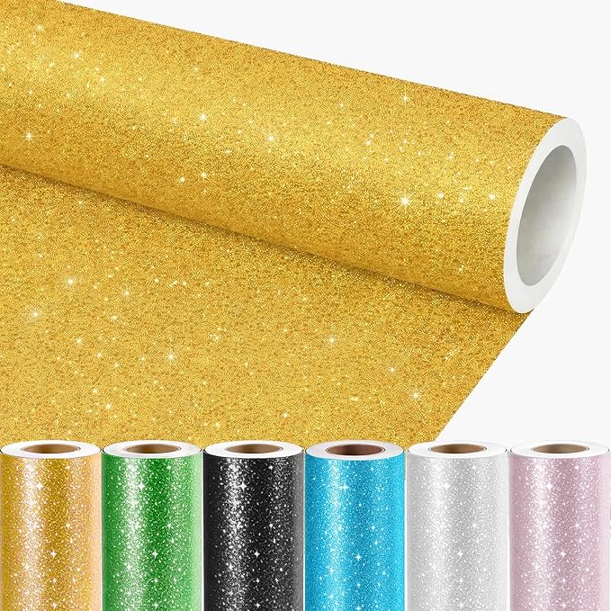 16" × 30ft Gold Yellow Glitter Bulletin Board Roll Sparkle Decorations Bulletin Board Background Non Fading Wallpaper DIY Art Crafts Poster Paper for Home Office Classroom Decoration Wrapping Crafts