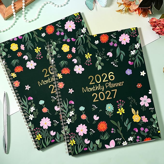Monthly Planner 2026-2027 - Jul 2026 - Dec 2027, 18 Monthly Planner/Calendar 2026-2027, 9" x 11", 18 Months, Colorful Tabs, Back Pocket, Holidays, Twin-Wire Binding, Note Pages