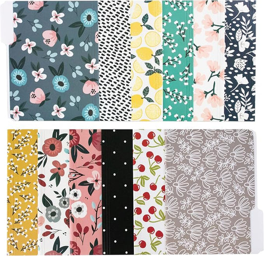 Cute File Folders, Set of 12 3-Tab Letter Size Decorative File Folders Boho Manilla 8.5 x 11 – Pretty Designer Home Office School Supplies (Mesmeric)
