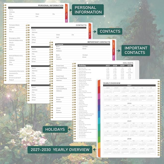 2027-2029 Monthly Planner/Calendar - 3 Year Monthly Planner 2027-2029, Jan.2027 - Dec.2029, 9" x 11", 3 Year Calendar 2027-2028-2029 Monthly Planner with 36-Month Tabs, Inner Pocket - Dreaming Moonlight