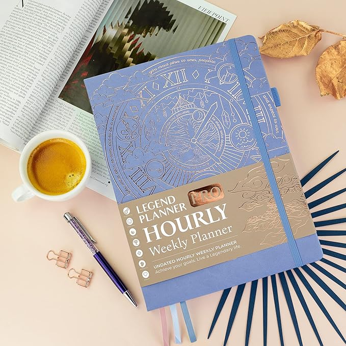 Legend Planner PRO Hourly Schedule - Weekly & Daily Organizer with Time Slots. Appointment Book Journal for Work & Personal, A4 (Periwinkle)