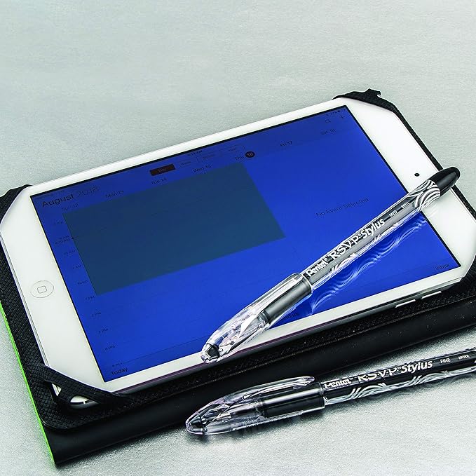 Pentel RSVP STYLUS Ballpoint Pen, Medium Line, Black Ink, Box of 12 (BK91L-A)