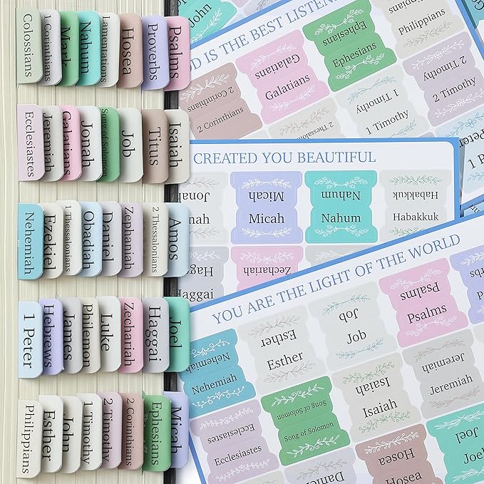 Mr. Pen- Bible Tabs, 75 pcs, Serenity Scripture, Laminated Bible Tabs for Women and Men