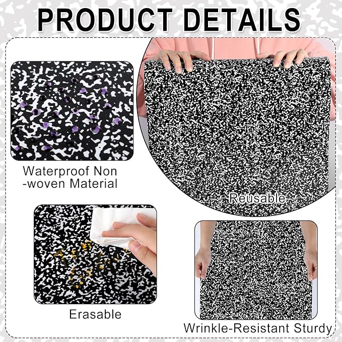 Black Composition Bulletin Board Roll Reusable Waterproof Erasable Composition Notebook Non-Woven Fabric Bulletin Board Roll Black and White Background Poster for Classroom Decor Wrap Craft 15.7"x40ft