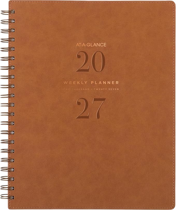 AT-A-GLANCE 2027 Planner, Weekly & Monthly, 13-Month Jan-Jan, 8.5" x 11", Signature, Distressed Brown (YP9050927)