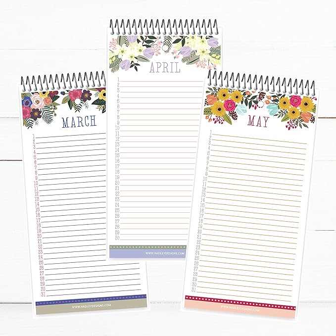 Hadley Designs Floral Perpetual Birthday, Anniversary, Special Event Reminder Calendar Book Journal for Important Family Date Remembrance Wall Hanging, Mom Dutch Bday Gift Card Planner Organizer