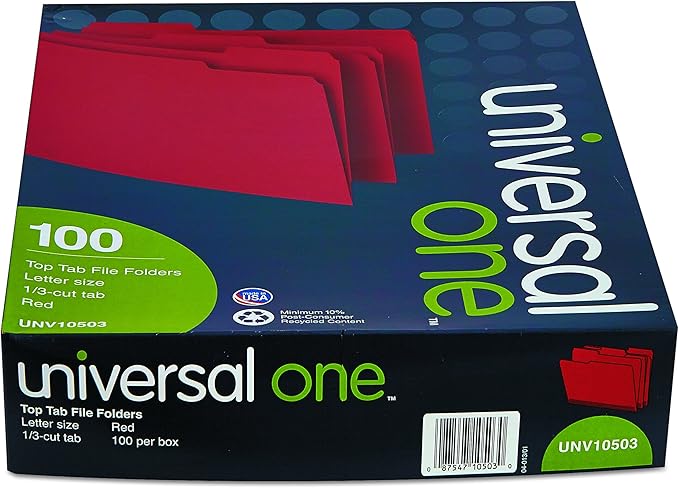 Universal One Bright Top Tab Classification Folder, Red/Light Red (10503)