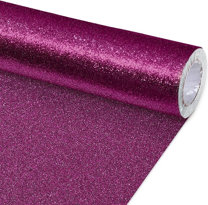 Qyeahkj 17in x 20ft Glitter Bulletin Board Paper Roll Bulletin Board Background Paper Fade Resistant Classroom Decoration Poster Art Craft Home Wall Education Decor Supplies Rose Red