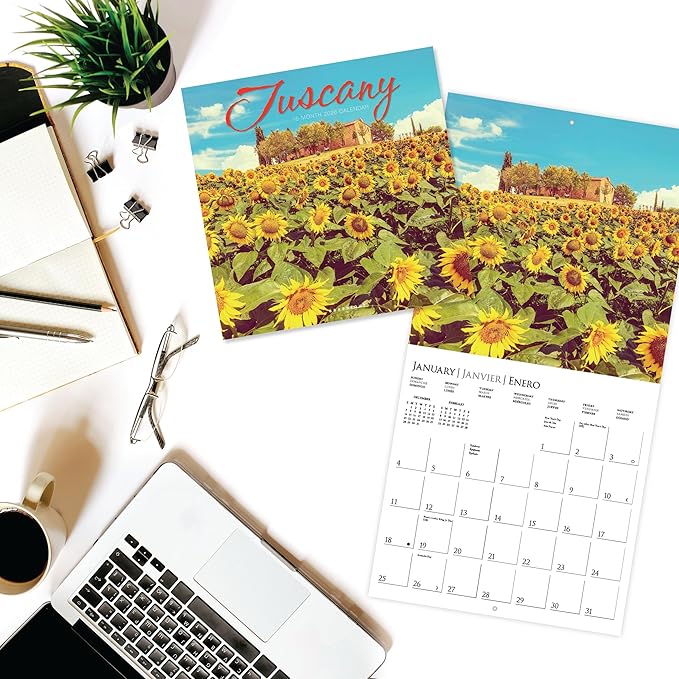 Graphique 2026 Tuscany Wall Calendar | 12” x 12” | Thick Paper | Home & Office Organizer | Large Monthly Grid | 3 Languages & Marked Holidays | 4 Month Preview Page for 2027