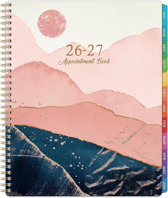 Appointment Book 2026-2027 - Appointment Book from Jul. 2026 - Jun. 2027, 2026-2027 Appointment Planner with 30-Minute Increments, 9" x 11", Twin-Wire Binding + Colorful Tabs + Pocket