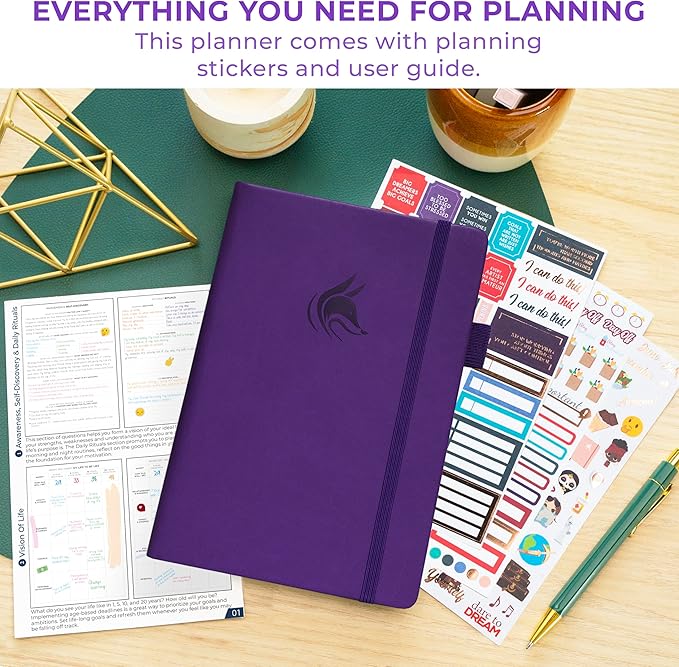 Clever Fox Planner Schedule – Undated Weekly & Monthly Life Planner with Time Slots, Appointment Book & Daily Organizer, A5 (Purple)