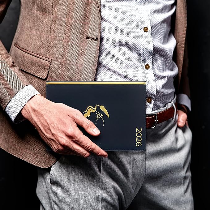 2026 Diary : A5 PU Leather 2026 Planner & Journal with Gift Box, Gold Foil Date, 336 Ivory Pages