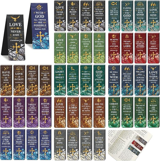 96Pack Magnetic Bookmarks Christian Bookmarks Bulk Bible Bookmark for Reading Women Men Kids Teacher Book Lovers Gifts, Vintage Religious Magnet Bookmark Clips Cute Personalized Book Marks (Christian)