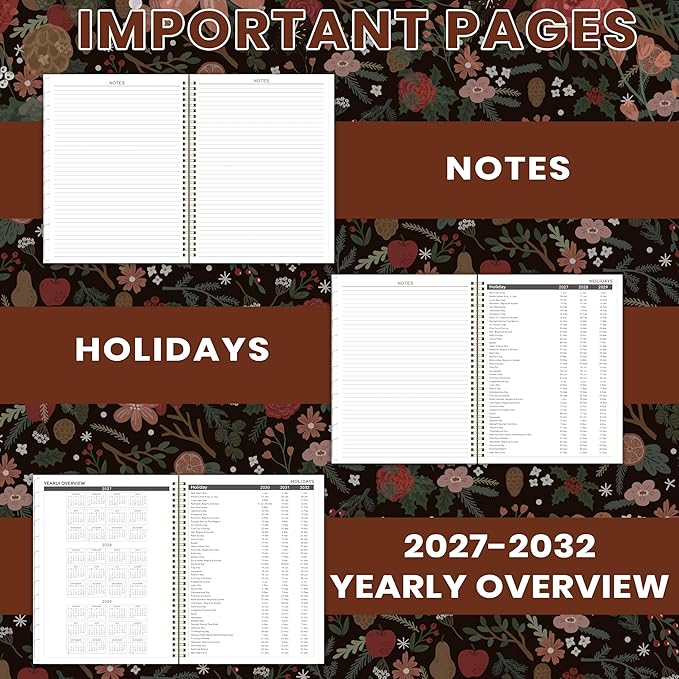 2027-2031 Monthly Planner - 5 Year Planner/Calendar, 5 Year Calendar 2027-2031 Monthly Planners with Tabs, JAN. 2027 - DEC. 2031, 9" x 11", Twin-Wire Binding, Double-Side Pocket - Pinecone