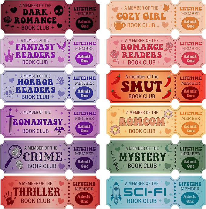 Ticket Bookmarks 120PCS, Gothic Book Club Bookmark Set, Funny Reading Tracker Page Markers, Bookish Accessories, Aesthetic Bookmarks for Library Classroom Reading Gifts
