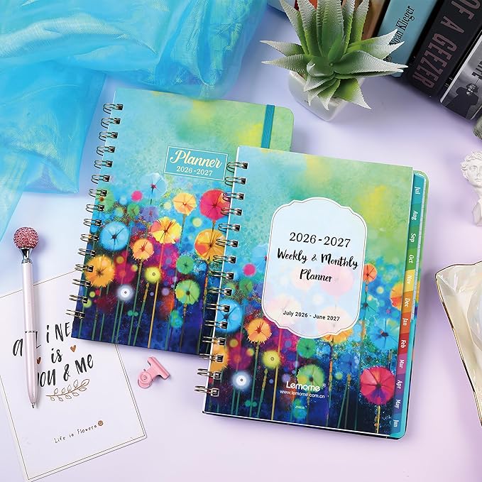 2026-2027 Planner - 2026-2027 Planner Weekly and Monthly, Calendar Monthly Planners 2026-27 from Jul. 2026 - Jun. 2027, 6.4" × 8.5", Twin-Wire Binding, Elastic Closure