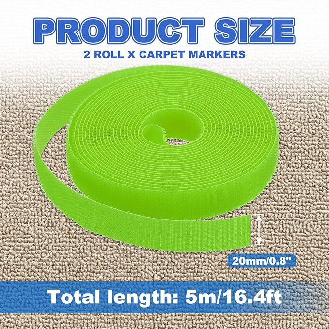 PATIKIL Carpet Marker Strips 0.8 Inch x 16.4 Ft, 2 Roll Floor Markers Nylon Strip Floor Marking Tape for Classroom Rug Teacher Supplies, Green