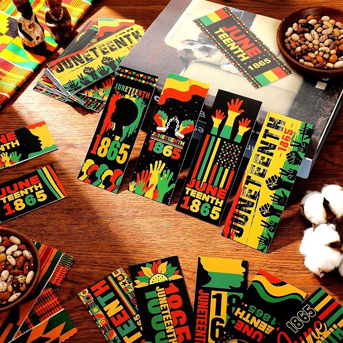 Resurhang 120 Pcs Juneteenth Bookmarks Inspirational Bookmarks Freedom Day Book Marks for Celebrate Africa Americans Independence Day Party Gift Favors Handouts Supplies