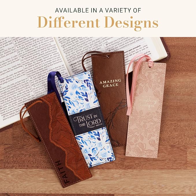 Christian Art Gifts Premium Vegan Leather Motivational Scripture Bookmark for Women: Everything Beautiful Encouraging Bible Verse, Smooth Satin Ribbon, Debossed Floral Reading Accessory, Pastel Pink