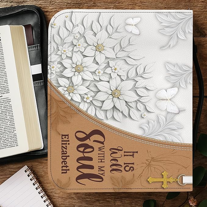 Personalized Man of God Bible Cover, God Says I Am Bible Case PU Leather, Bible Holder Handle Zipper, Faith Scripture with Name Case Bag, Religious Gifts for Church Christians Women Men (GOD-09)