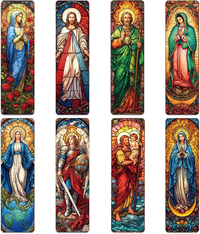 Catholic Virgin Mary Bookmarks, 48 Pcs Religious Saints Prayer Book Marks for Reading Women, Bulk Paper Page Marker Set with Jesus Saints Faith, Christian Gifts for Men Women Teens Church Supplies