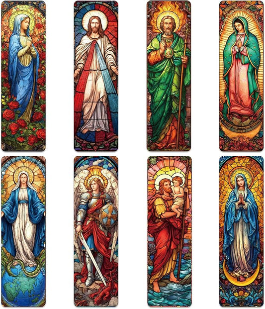 Catholic Virgin Mary Bookmarks, 48 Pcs Religious Saints Prayer Book Marks for Reading Women, Bulk Paper Page Marker Set with Jesus Saints Faith, Christian Gifts for Men Women Teens Church Supplies