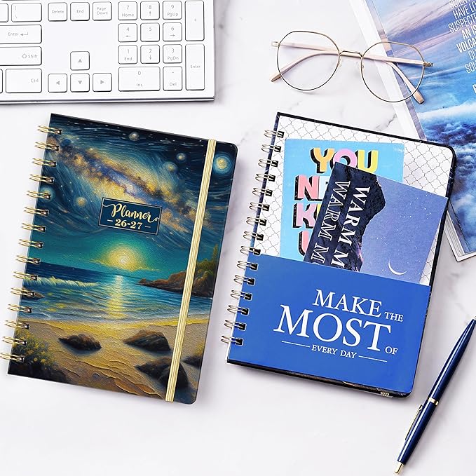 2026-2027 Planner - 8.4"x 6.3" Planner Weekly and Monthly 2026-2027, from JULY 2026 to JUNE 2027, Academic Planners 26-27with Tabs, Twin-Wire Binding, Inner Pocket, Thick Paper - Dreaming Sea