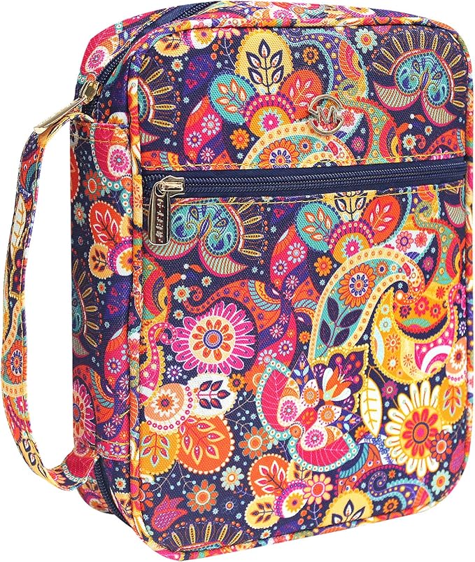 G-LEAF Bible Cover Case/Book Cover, Bible Case for Women Girls, Bible Cover Bags Floral Pattern With Handle Fits for Standard Size Bible, 9.5x6.7x2.5 In