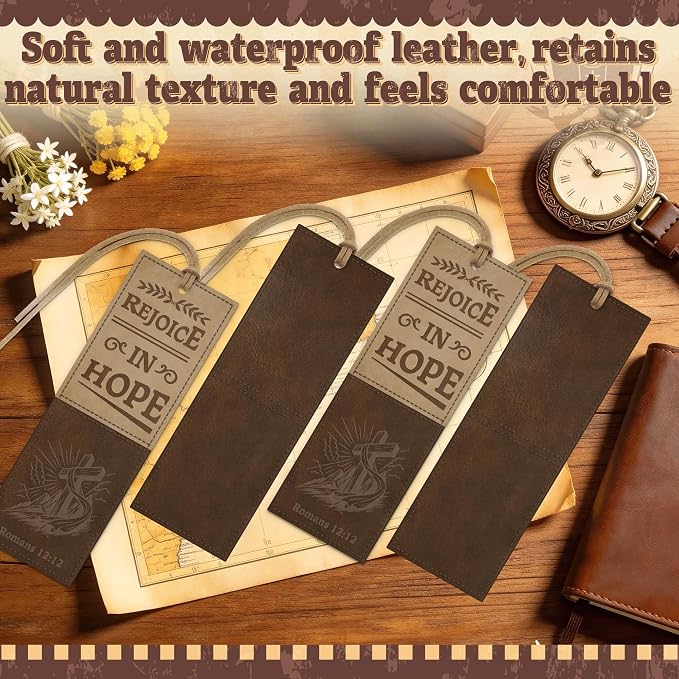 1PC Leather Bookmark Bible Bookmarks for Reading Women Men Book Lovers Gifts, Stitched Religious Christian Bookmark Page Markers Inspirational Bible Verse Scripture Book Marks (Vintage-2-Cross)