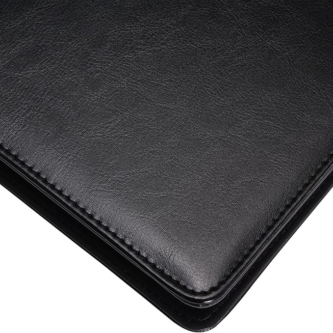 Padfolio/Portfolio Folder Clipboard,Resume/Interview Document Organizer & Business Card Holder Slot/Letter/A4 Size Writing Pad Holder,Faux Leather Office Conference Notepad Clip Boards, Black