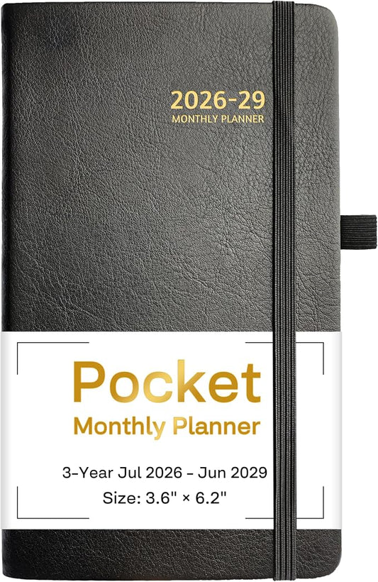 2026-2029 Pocket Monthly Planner, 3 Year Calendar 2026-2029, 6.2’’ x 3.6’’ x 0.67’’, Small Calendar 2026, 36 Months from Jul 2026 - Jun 2029, Hardcover, Back Pocket, Thick Paper, Lightweight to carry