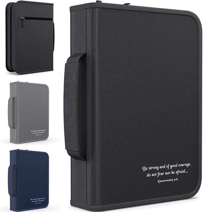 DEHITE Bible Cover for Men — Bible Cover Cases for Men – Black Extra Large Size – Bag Fits Book 11.12 x 8 x 2.12 in – Pen Slots – Zippered Pocket – Premium Fabric – Christian Gift Accessorie