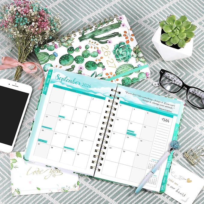 Planner 2026-2027, Academic Planner 2026-2027, JUL 2026 - JUN 2027, 8.5" x 6.4", Calendar Planner with Hardcover, Twin - Wire Binding, Monthly Tabs, Elastic Closure, Daily Organizer