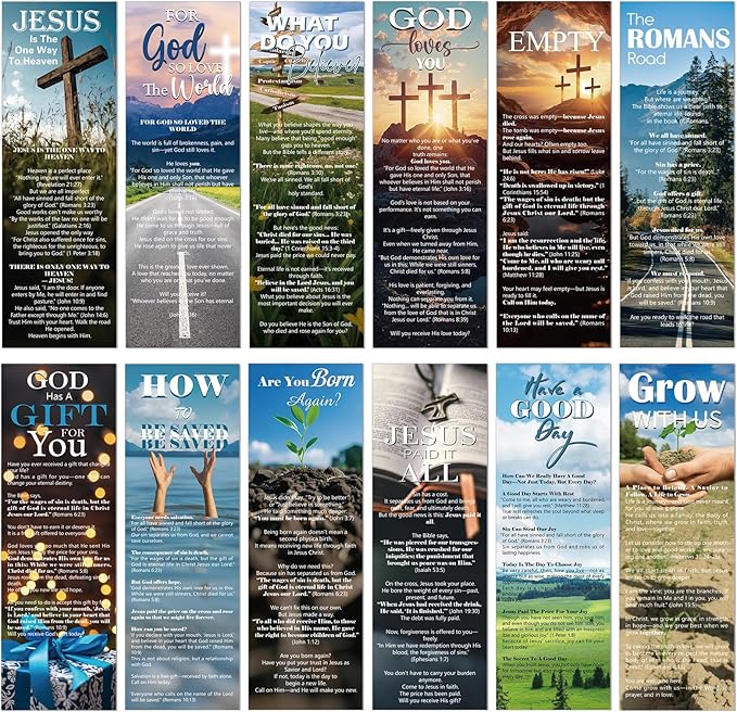 Bible Salvation Bookmarks Gifts - 120 Pcs Gospel Tract Card for Evangelism Prayer Christian Double-Sided Reading Page Markers Clips Book Mark for Women Men Church Book Lovers Office Supplies