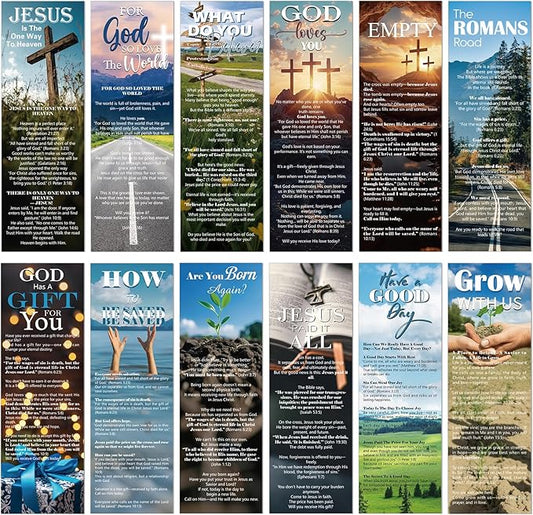 Bible Salvation Bookmarks Gifts - 120 Pcs Gospel Tract Card for Evangelism Prayer Christian Double-Sided Reading Page Markers Clips Book Mark for Women Men Church Book Lovers Office Supplies