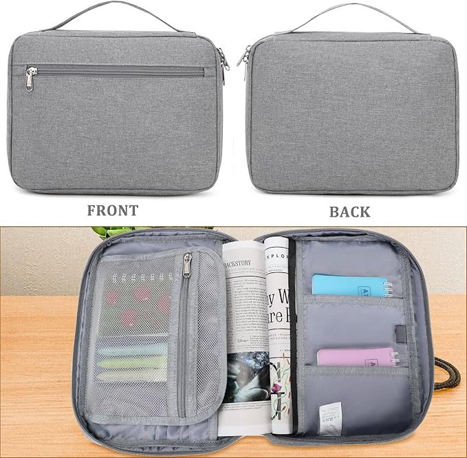 JIANYA Bible Cover Case for Women Girls - Large Bible Bag for Women Book Carrying Case with Pocket and Handle, Light Green