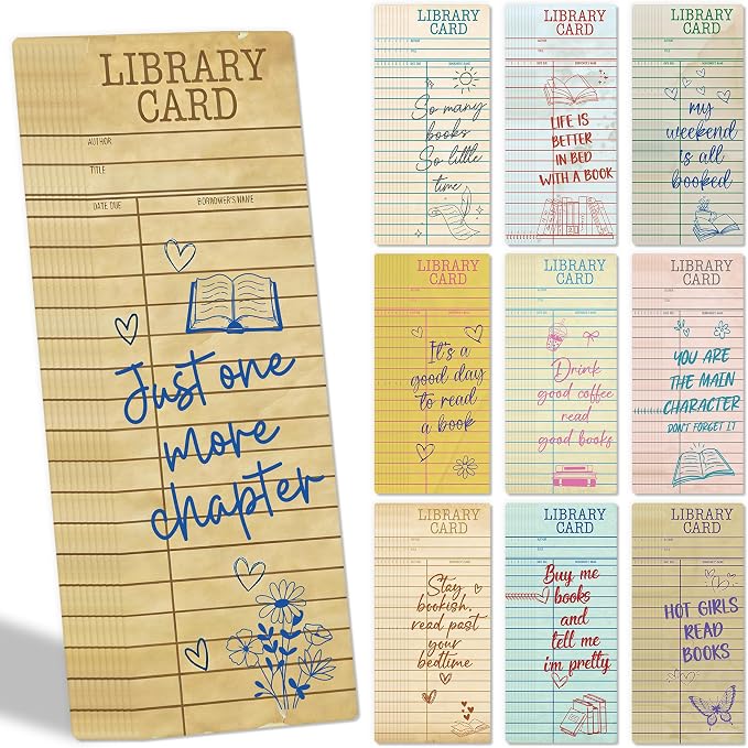 Vintage Bookmark Bulk Gifts - 100 Pcs Brown Library Card Paper Bookmarks for Women Girls Students Book Lovers Retro Quote Page Clips School Reading Accessories Bookish Birthday Graduation Gift