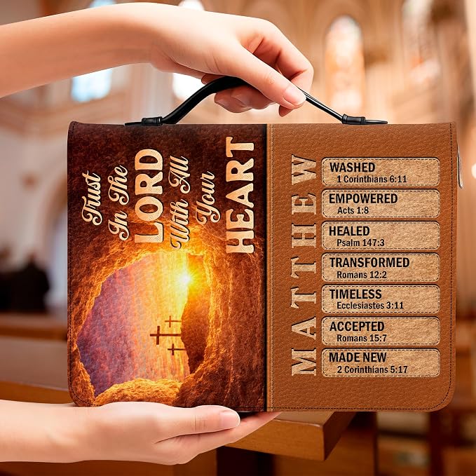 Personalized Man of God Bible Cover, God Says I Am Bible Case PU Leather, Bible Holder Handle Zipper, Faith Scripture with Name Case Bag, Religious Gifts for Church Christians Women Men (04)