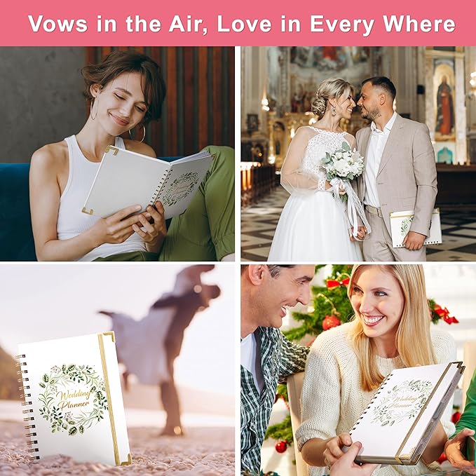 Artan Wedding Planner Book and Organizer - Wedding Planners, the Wedding Planner for Bride with 5 Tabbed Sections, 6.5" x 8.5", Hardcover with Metal Corner, 5 Inner Pockets, Notes Pages
