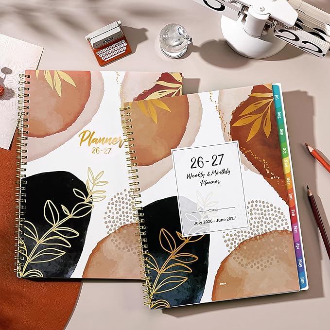 2026-2027 Weekly and Monthly Planner/Calendar - Academic Planner 2026-2027, JUL 2026 to JUN 2027, 12 Colorful Tabs, 9" x 11" Twin-Wire Binding, Inner Pocket