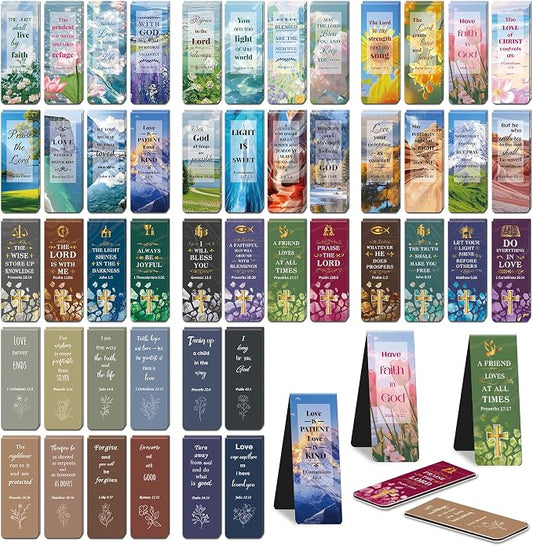 96Pack Magnetic Bookmarks Bible Bookmark Christian Bookmarks Bulk Book Marks for Reading Women Men Adults Kids Book Lovers Gifts, Cute Personalized Religious Magnet Bookmark Clips (Multi-Style)