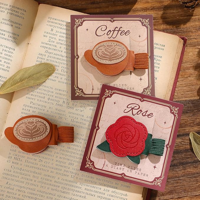 2PCS Magnetic Bookmarks with Pen Clip, Leather Bookmarks for Women, Magnetic Pen Holder Book Accessories