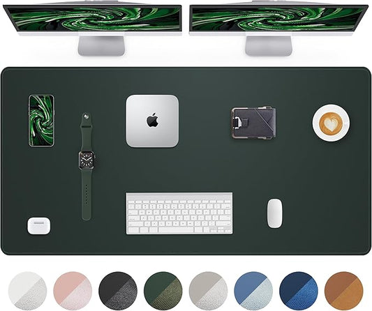 AFIING Large Desk Mat 55" x 24" - PU Leather Desk Pad Protector, Waterproof Non-Slip Extended Mouse Pad for Office Desk, Keyboard, Laptop and Home Workspace (Dark Green)