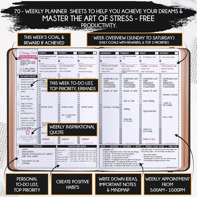 2026-2027 Weekly and Monthly Planner - 16 Month Life Planner with Productivity Time Management Daily Reflection and Gratitude Journal Includes Vision Board, Stickers & Gift Box - Sep 2026-Dec 2027