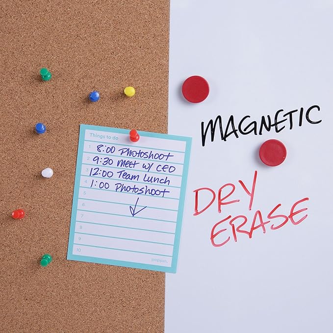 Universal Cork/Dry Erase Board, Melamine, 36" x 24, Black/Gray, Aluminum/Plastic Frame (43743)
