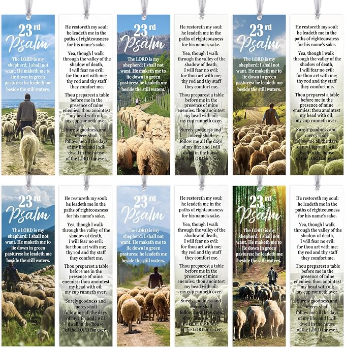 Dispowreath 60 Pcs Shepherd's Staff Bookmarks Religious 23rd Psalm Bookmarks Church Exchange Gifts for Men & Women Sunday School Vbs Church Prizes Party Favors