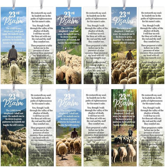 Dispowreath 60 Pcs Shepherd's Staff Bookmarks Religious 23rd Psalm Bookmarks Church Exchange Gifts for Men & Women Sunday School Vbs Church Prizes Party Favors